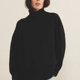 black oversize cashmere sweater for women - front view | Nina | Linnea Lund