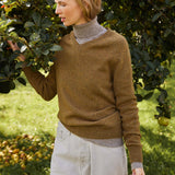green ochre color cashmere sweater women - look | Jack | Linnea Lund