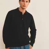 Black cashmere polo sweater men - front view | Ralph | Linnea Lund