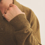 Green ochre cashmere polo sweater men - focus view | Ralph | Linnea Lund