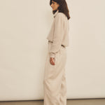 Zip collar beige cashmere sweater for women - side view | Sam | Linnea Lund