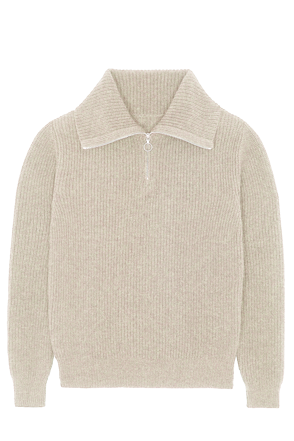Zip collar beige cashmere sweater - packshot | Sam | Linnea Lund