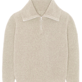 Zip collar beige cashmere sweater - packshot | Sam | Linnea Lund