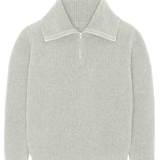 Zip collar light grey cashmere sweater packshot | Sam | Linnea Lund