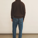 Zip collar dark brown cashmere sweater for men - back view | Sam | Linnea Lund