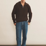 Zip collar dark brown cashmere sweater for men - look | Sam | Linnea Lund