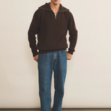 Zip collar dark brown cashmere sweater for men - look | Sam | Linnea Lund