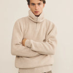 Zip collar beige cashmere sweater for men - front view | Sam | Linnea Lund