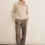 Zip collar beige cashmere sweater for men - look | Sam | Linnea Lund