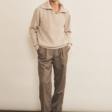 Zip collar beige cashmere sweater for men - look | Sam | Linnea Lund