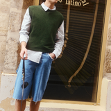 Dark green Cashmere sleeveless sweater men - look | Berit | Linnea Lund