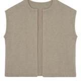 Cashmere sleeveless cardigan women light beige - packshot | Théo | Linnea Lund