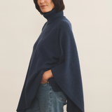 blue cashmere poncho women - side view | Angela | Linnea Lund
