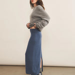 denim blue women cashmere skirt - side view | Astrid | Linnea Lund