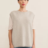 Cashmere sleeveless cardigan women grey - front view | Berit | Linnea Lund