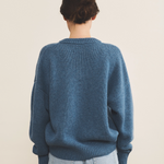 blue denim color cashmere sweater women - back view | Emilie | Linnea Lund