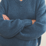 blue denim color cashmere sweater women - focus view | Emilie | Linnea Lund