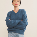 blue denim color cashmere sweater women - look | Emilie | Linnea Lund