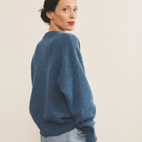 blue denim color cashmere sweater women - side view | Emilie | Linnea Lund