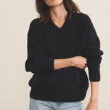 navy blue color cashmere sweater women - front view | Emilie | Linnea Lund