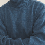 blue denim cashmere sweater men - focus view | François | Linnea Lund
