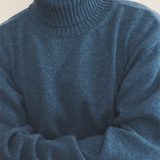 blue denim cashmere sweater men - focus view | François | Linnea Lund