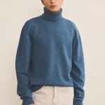 blue denim cashmere sweater men - front view | François | Linnea Lund