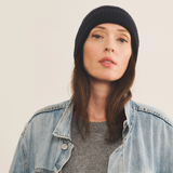 dark blue beanie cashmere women - front view | Harry | Linnea Lund