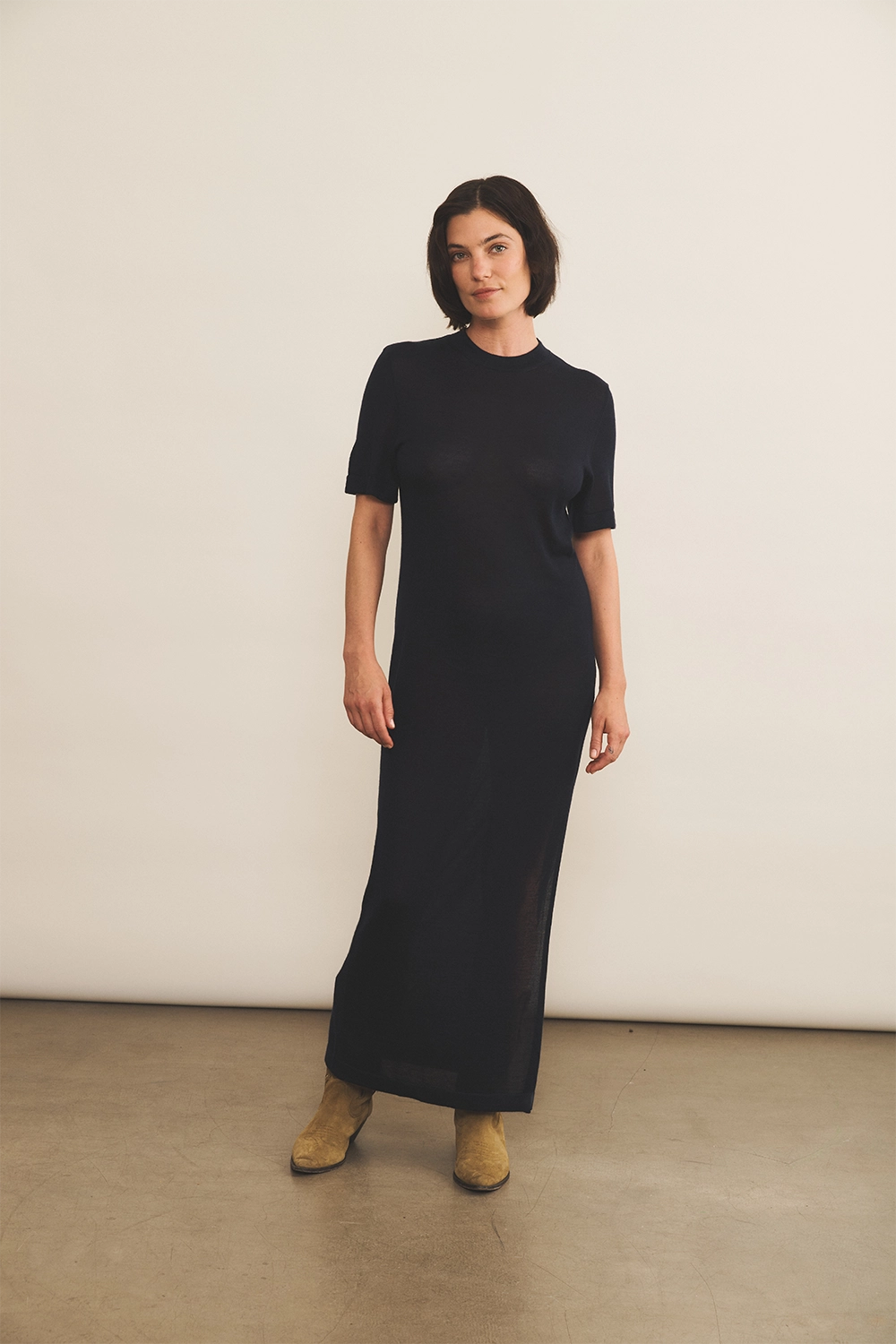dark blue cashmere dress women - front view | Juliana | Linnea Lund