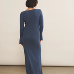 Blue denim cashmere dress women - back view | Pepa | Linnea Lund