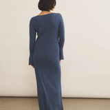 Blue denim cashmere dress women - back view | Pepa | Linnea Lund