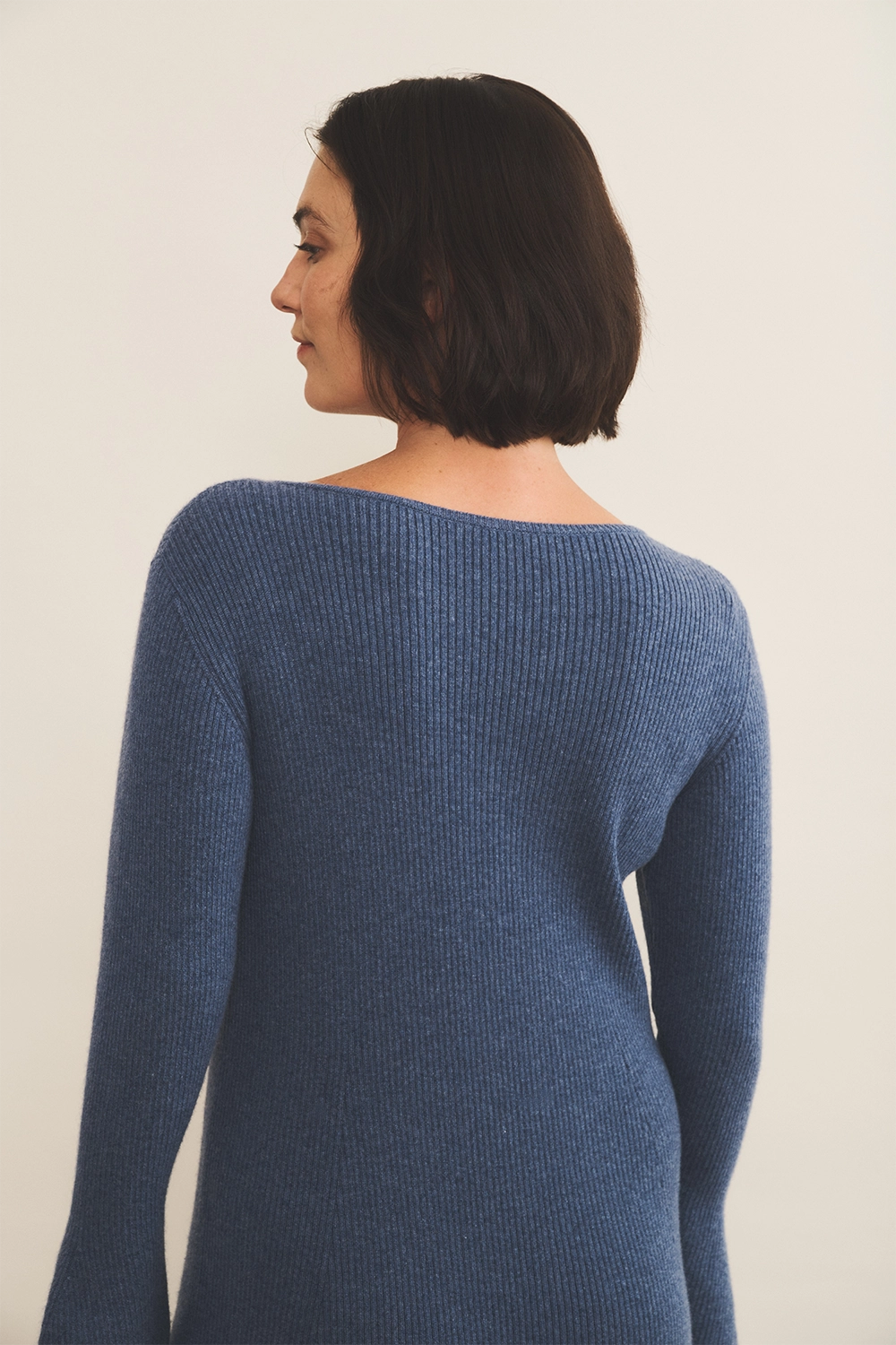 Blue denim cashmere dress women - focus | Pepa | Linnea Lund