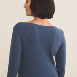 Blue denim cashmere dress women - focus | Pepa | Linnea Lund