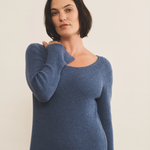 Blue denim cashmere dress women - focus | Pepa | Linnea Lund