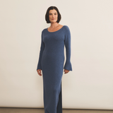Blue denim cashmere dress women - front view | Pepa | Linnea Lund