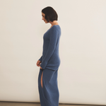 Blue denim cashmere dress women - side view | Pepa | Linnea Lund