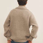 greige cashmere cardigan men - back view | Philippe | Linnea Lund