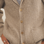 greige cashmere cardigan men - focus | Philippe | Linnea Lund