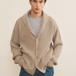 greige cashmere cardigan men - front view | Philippe | Linnea Lund