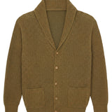 green ochre color cashmere cardigan men - packshot | Philippe | Linnea Lund