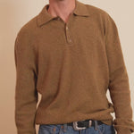 Green ochre cashmere polo sweater men - video | Ralph | Linnea Lund