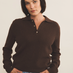 Cashmere polo women  chocolate brown - front view | Ralph | Linnea Lund