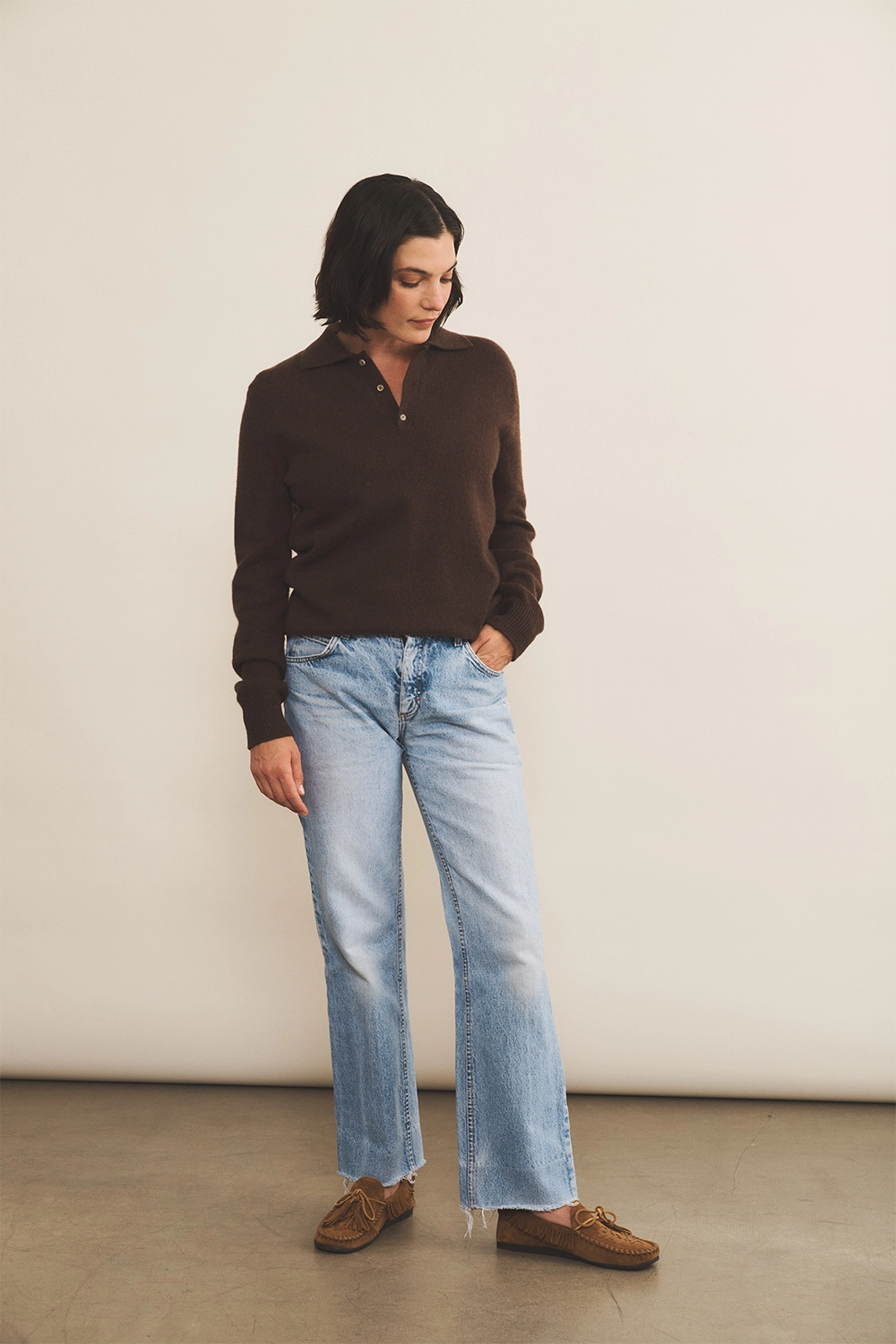 Cashmere polo women brown chocolate - look | Ralph | Linnea Lund