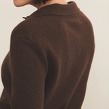 Cashmere polo women brown chocolate - side view | Ralph | Linnea Lund