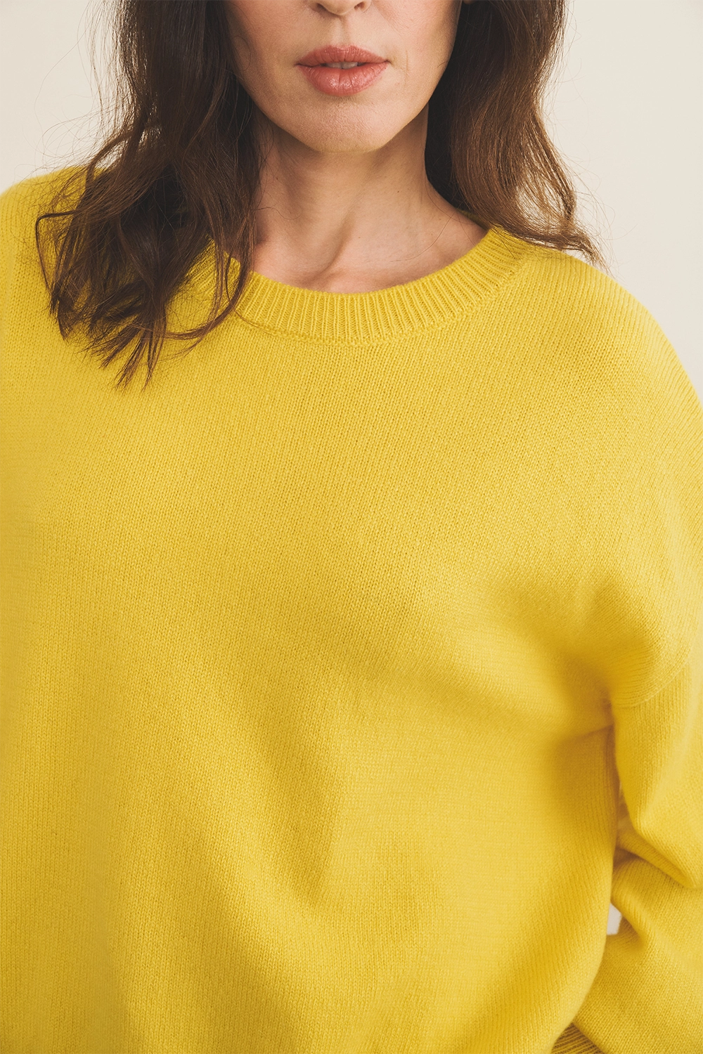 Flash yellow cashmere sweater women - focus view | Sarah | Linnea Lund