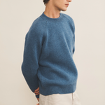Blue denim cashmere sweater men - side view | Sergio | Linnea Lund