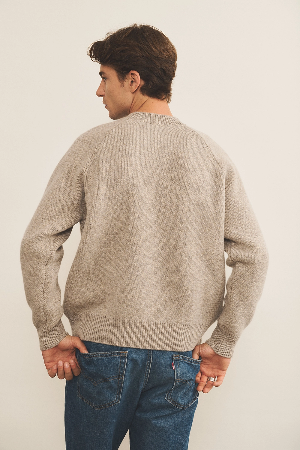 Greige cashmere sweater men - back view | Sergio | Linnea Lund