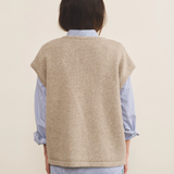 Cashmere sleeveless cardigan women light beige - back view | Théo | Linnea Lund