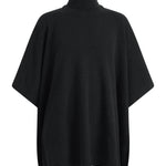 black cashmere poncho with turtle neck.