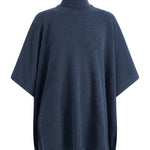 A blue turtleneck cashmere poncho with cut sides | Angela | Linnea Lund